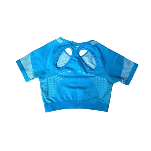 Gymshark Ultra Seamless Crop Top, Keyhole Back, Neon Blue - Picture 2 of 8